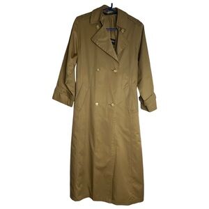 Vintage London Fog Tempo Europa Tan Khaki Double Breasted Trench Coat Size 6 Reg